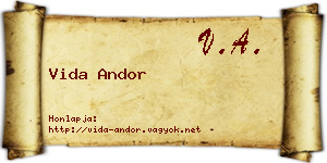 Vida Andor névjegykártya